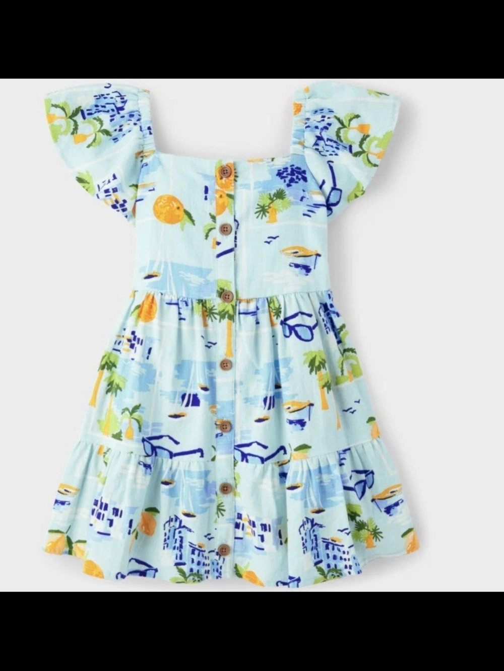 Gymboree Light Blue Tropical Button-Front Sundress